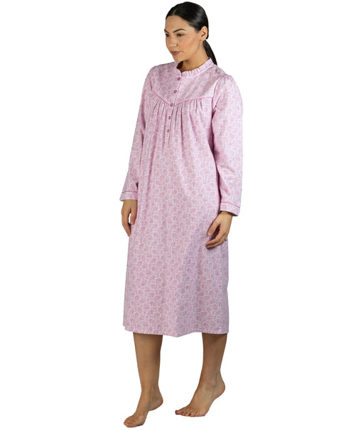 Paisley Flannel Mid Nightie Pink