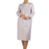 Rose Flannel Mid Length Nightie Ivory