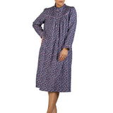 Rose Flannel Mid Length Nightie Navy