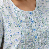 Pansies Short Sleeve Cotton Nightie Blue