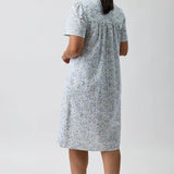 Pansies Short Sleeve Cotton Nightie Blue