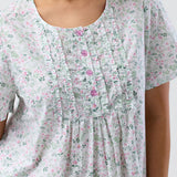 Pansies Short Sleeve Cotton Nightie Pink