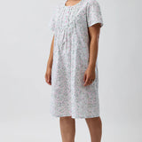 Pansies Short Sleeve Cotton Nightie Pink