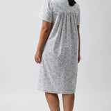 Pansies Short Sleeve Cotton Nightie Pink