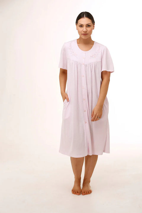 Embriodered Short Sleeve Brunch Coat Pink