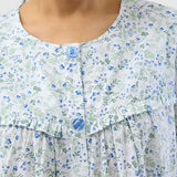 Pansies Cotton Brunch Coat Blue