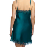 Scarlett Silk Chemise with Lace Edge Petrol