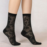 Silk Socks Baroque Lacey Print Black