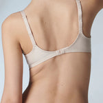 Back view of the soft cup bra in Peau Rose with scalloped lace straps—The Foundation