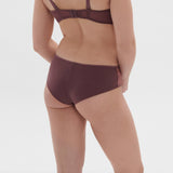 Back and side view of model in Dahlia Shorty Brief Byzantine, showing double tulle "cheeky" rear from The Foundation.