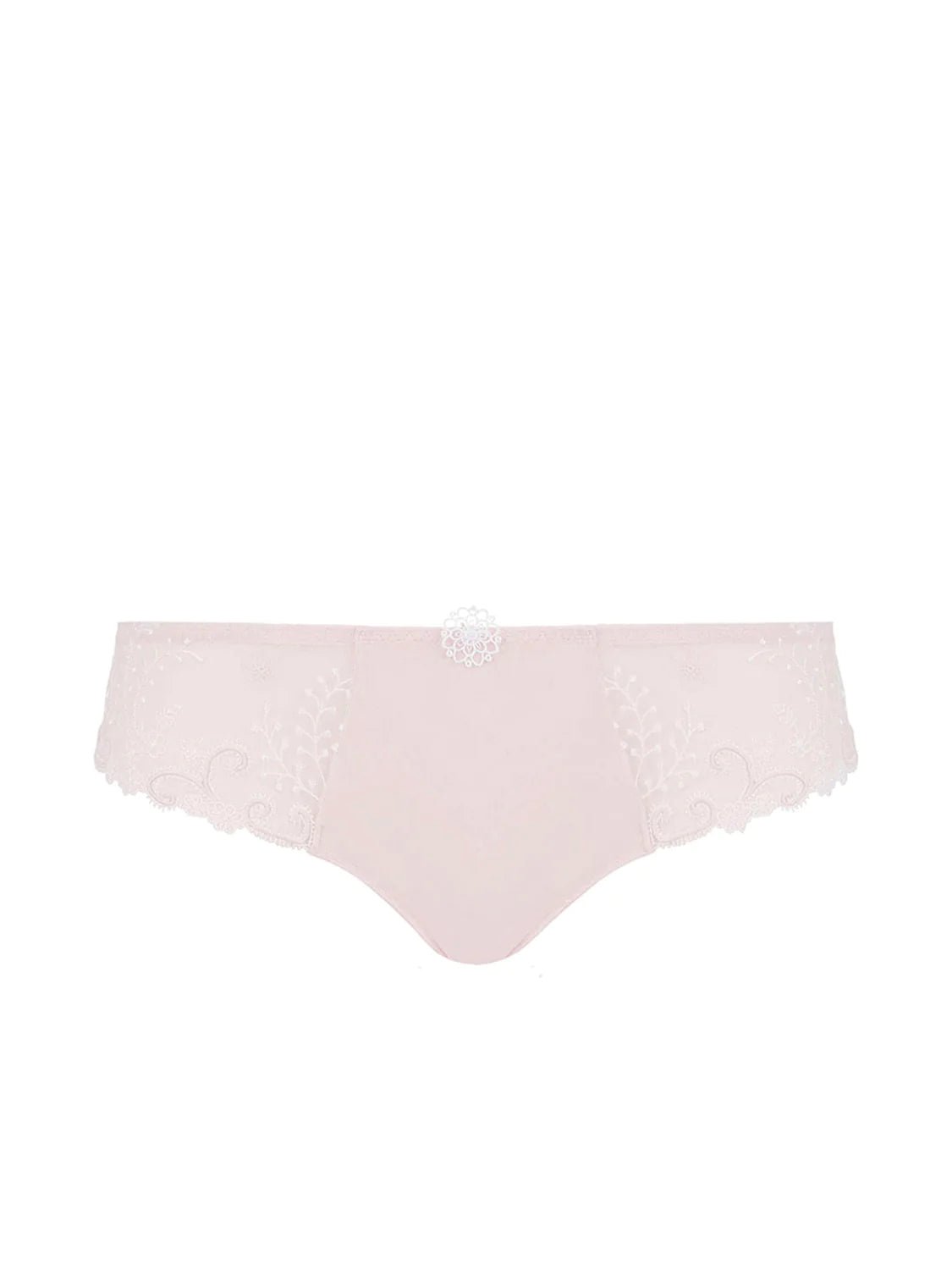 Flat lay of Simone Perele Delice Bikini Brief in blush.