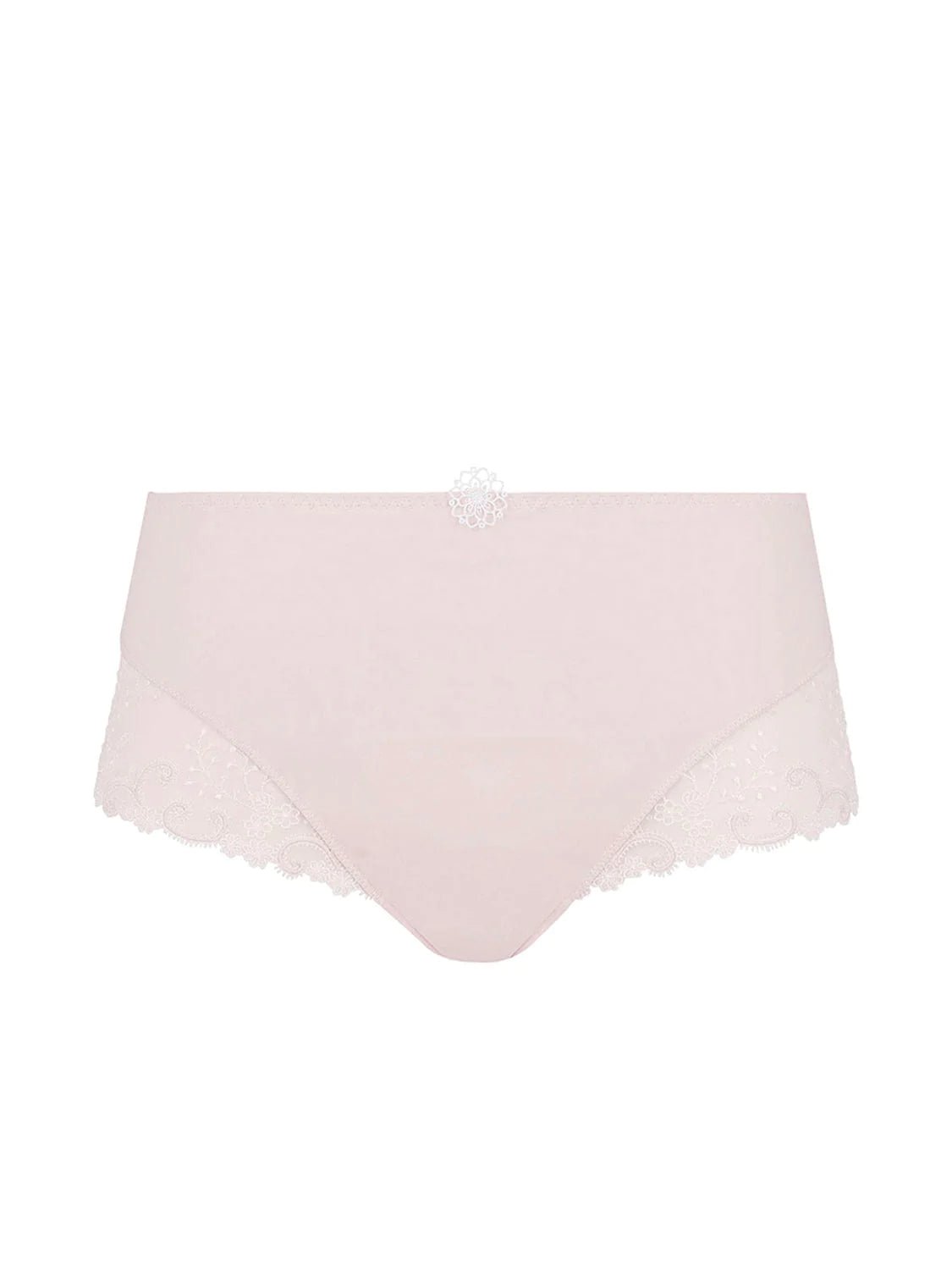 Flat lay of Simone Perele Delice Culotte Brief blush – best representation of true colour.
