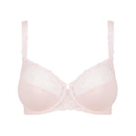 Flat lay of Delice Control Full Cup Bra blush tone highlighting Guipure embroidered cups and underwire fit.