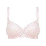 Flat lay of Delice Control Full Cup Bra blush tone highlighting Guipure embroidered cups and underwire fit.