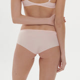 Back view of Saga Shorty Brief by Simone Perele in Pink Nude, guipure lace and embroidery, exclusive at The Foundation.