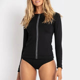 Basix Zip Front Long Sleeve Rash Vest Black
