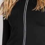 Basix Zip Front Long Sleeve Rash Vest Black