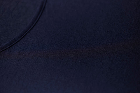 Close up modal cashmere thermal fabric by EGI available at The baseLINE Australia in blu navy colour