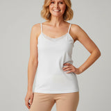 TBL Cotton Singlet Top with Guipure Lace White