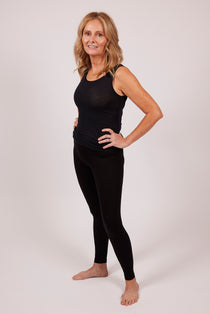 TBL Modal Cashmere Legging in Black with soft elastic waist, full length coverage, and lightweight Italian-made thermal blend – available at The Foundation