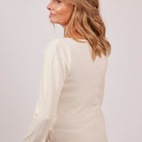 Wool & Cotton Doubleface Long Sleeve Top Ivory