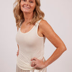 The baseLINE EGI modern thermal singlet for women in modal and cashmere ivory 5219 style tank top