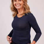 The baseLINE EGI Australia modal cashmere thermal long sleeve top for women in navy blue 5229 style