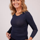 The baseLINE EGI Australia modal cashmere thermal long sleeve top for women in navy blue 5229 style