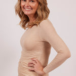 Modal cashmere thermal long sleeve top for women by The baseLINE EGI Australia style 5229 in corda nude colour side view 
