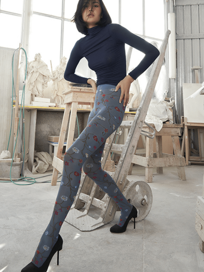 Platino Patterned Floral Tights Pantyhose