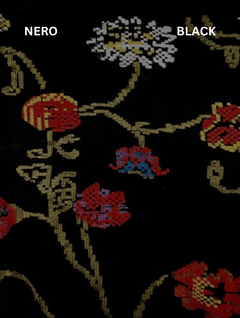 Platino Patterned Floral Tights Pantyhose Black Nero