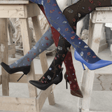 Platino Patterned Floral Tights Pantyhose