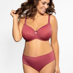 front view of Virginia Spacer Bra in Santa Fe Rose styled on model showing seamless full coverage – The Foundation