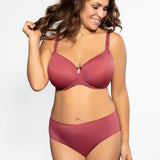 front view of Virginia Spacer Bra in Santa Fe Rose styled on model showing seamless full coverage – The Foundation