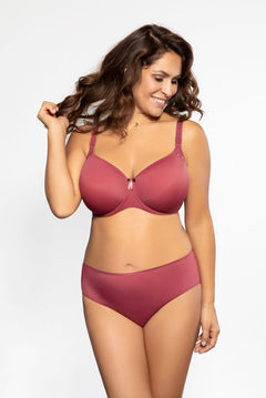 front view of Virginia Spacer Bra in Santa Fe Rose styled on model showing seamless full coverage – The Foundation