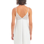 Back view of Wacoal Raffine Chemise White on model showing lace detail and fully adjustable straps.