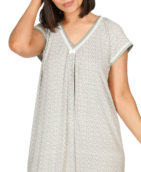 Ditsy Short Sleeve Dress Sage