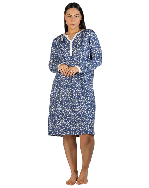 Ditsy Sleepdress Steel Blue