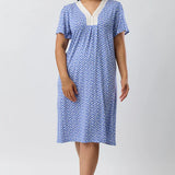 Aztec Short Sleeve Nightdress Denim