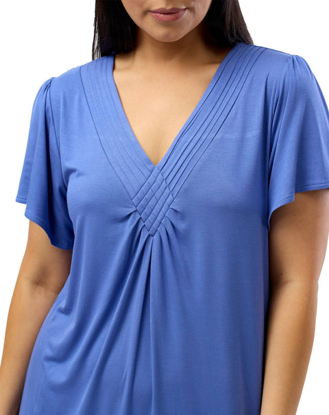 Diamond Pleat Short Sleeve Nightdress Denim