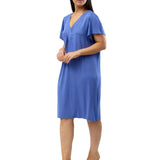 Diamond Pleat Short Sleeve Nightdress Denim