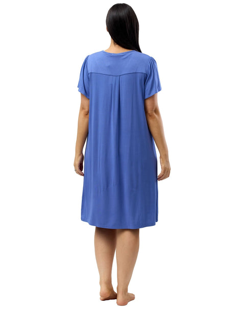 Diamond Pleat Short Sleeve Nightdress Denim