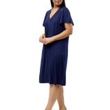 Diamond Pleat Short Sleeve Nightdress Navy