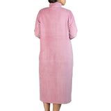 Satin Trim Plush Zip Robe Blush