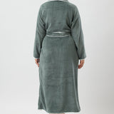 Satin Trim Plush Robe Olive