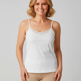 TBL Cotton Singlet Top with Guipure Lace White
