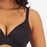 Side view of Berlei Barely There Contour Bra Black, highlighting smooth silhouette and comfy straps, The Foundation lingerie.
