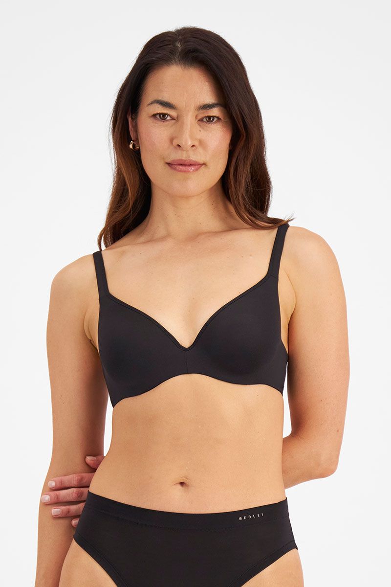 Berlei Barely There Contour Bra Black, three-quarter angle, classic everyday support, from The Foundation.