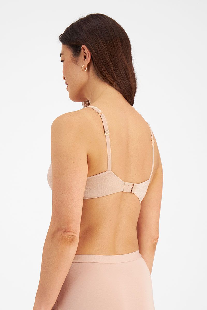Back  view of Berlei Barely There Bra with padded hook-and-eye fastening – shown here in Skin.