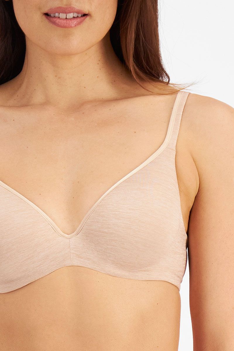 Close up of Seamless contoured cups of the Berlei Barely There Contour Bra in Skin.